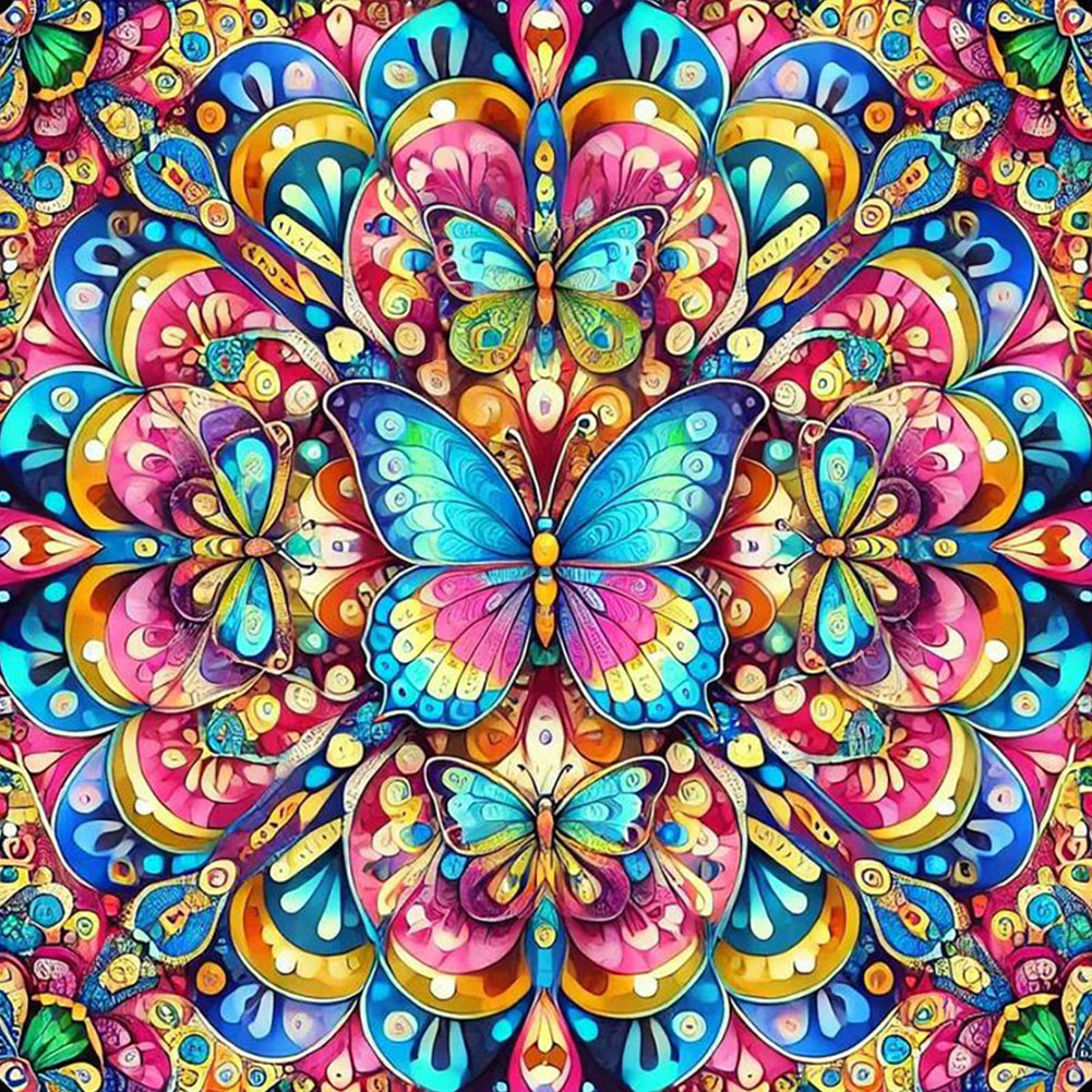 Diamond Painting - Full Round - Butterfly mandala (40*40CM)