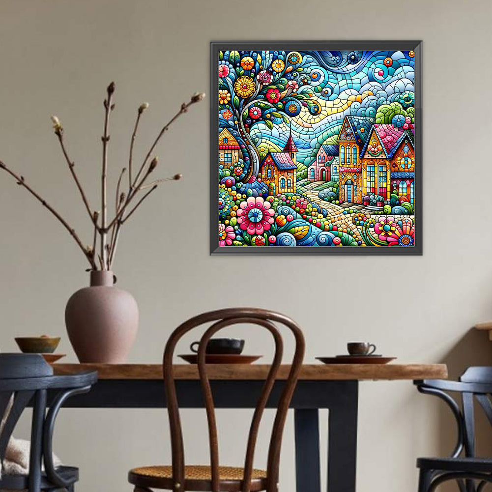 Diamond Painting - Full Round - Colorful house street (40*40CM)