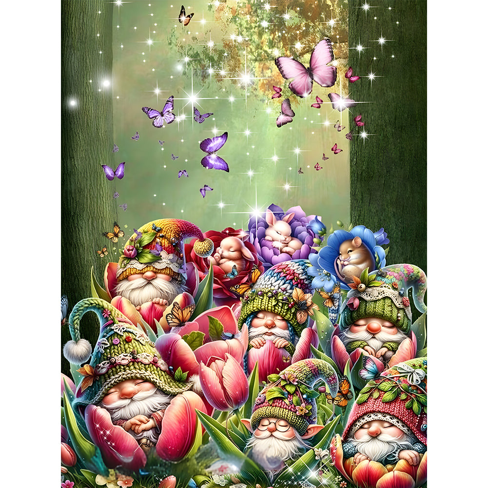 Diamond Painting - Full Round - Flower gnome (30*40CM)