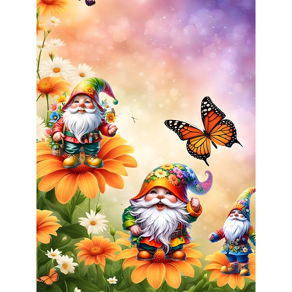 Diamond Painting - Full Round - Flower gnome (30*40CM)