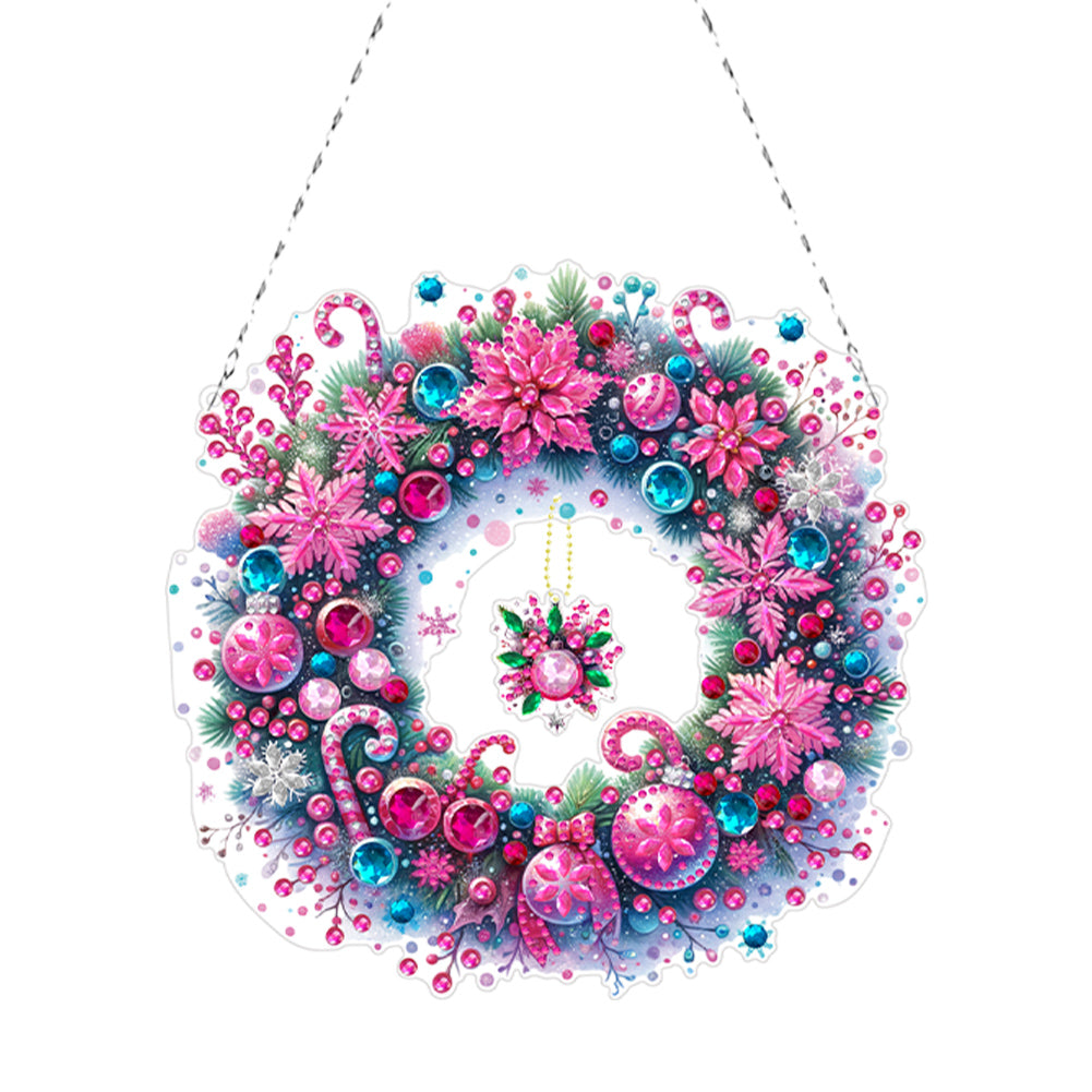 Acrylic Christmas Wreath Diamond Art Hanging Pendant Diamond Painting Home Decor