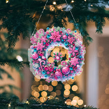 Load image into Gallery viewer, Acrylic Christmas Wreath Diamond Art Hanging Pendant Diamond Painting Home Decor
