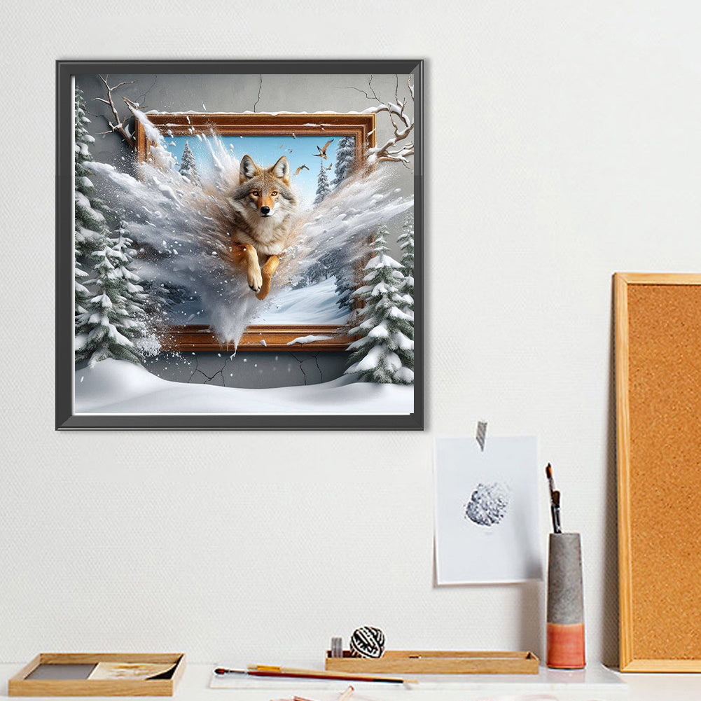 Diamond Painting - Full Round - Run out of the frame wolf (40*40CM)