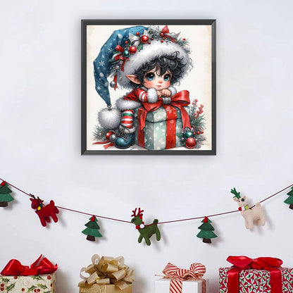 Diamond Painting - Full Round - Christmas black-haired elf boy (30*30CM)