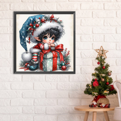 Diamond Painting - Full Round - Christmas black-haired elf boy (30*30CM)