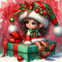 Load image into Gallery viewer, Diamond Painting - Full Round - Christmas curly-haired elf girl (30*30CM)
