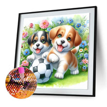 Load image into Gallery viewer, Diamond Painting - Full Round - Two dogs football in the grass (30*30CM)
