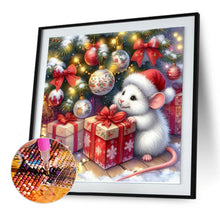 Load image into Gallery viewer, Diamond Painting - Full Round - Christmas gift white mouse (30*30CM)
