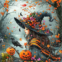 Load image into Gallery viewer, AB Diamond Painting - Full Round - Autumn Witch (40*40CM)
