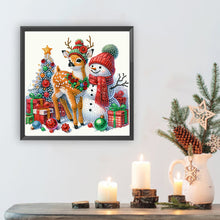 Load image into Gallery viewer, Diamond Painting - Partial Special Shaped - Christmas Elk and Snowman (30*30CM)
