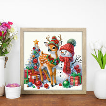 Load image into Gallery viewer, Diamond Painting - Partial Special Shaped - Christmas Elk and Snowman (30*30CM)
