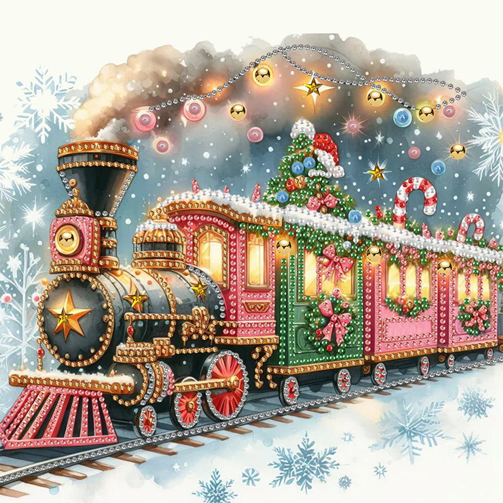 Diamond Painting - Partial Special Shaped - Christmas Train (30*30CM)