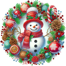 Load image into Gallery viewer, Diamond Painting - Partial Special Shaped - Christmas Snowman Wreath (30*30CM)
