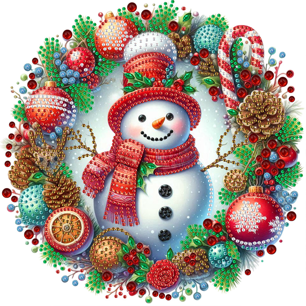 Diamond Painting - Partial Special Shaped - Christmas Snowman Wreath (30*30CM)