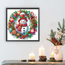 Load image into Gallery viewer, Diamond Painting - Partial Special Shaped - Christmas Snowman Wreath (30*30CM)
