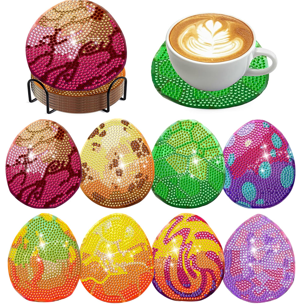 8Pcs Wooden Leaves 5D Diamond Painting Kits Diamond Art Coasters for Party Decor