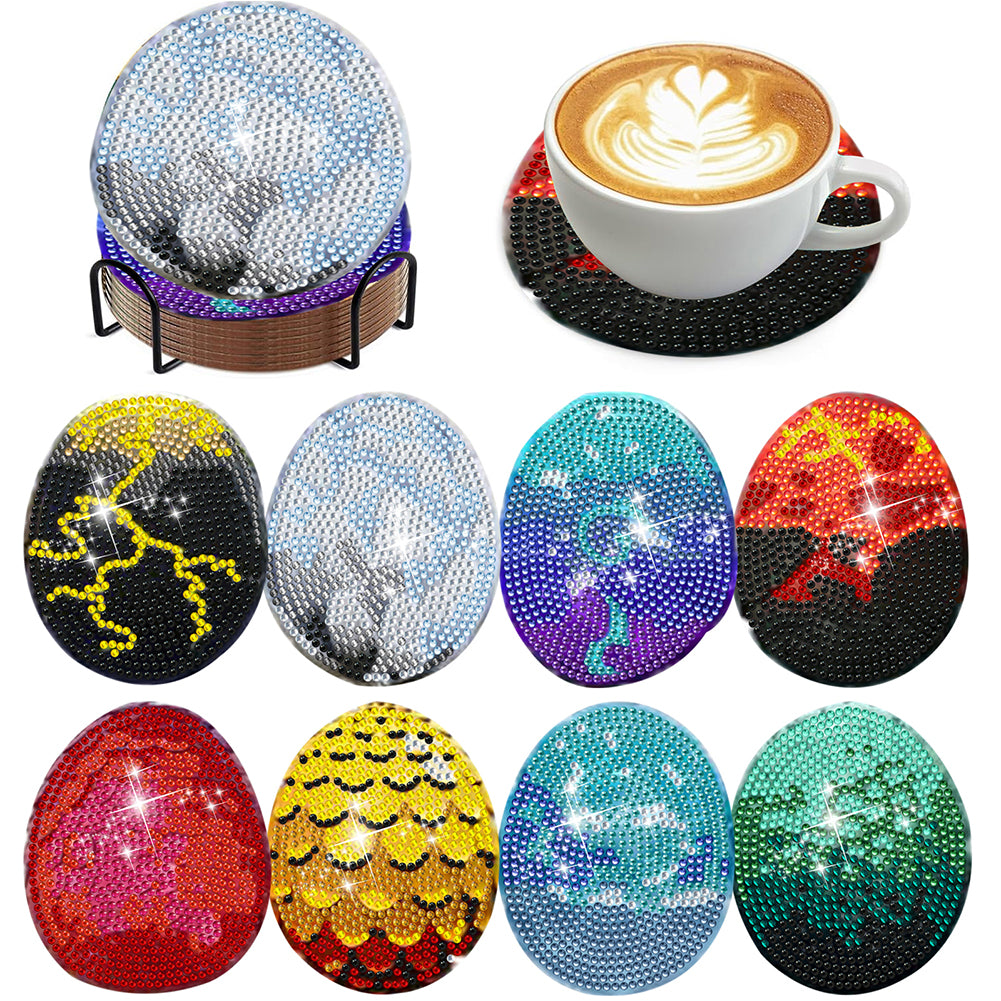 8Pcs Wooden Leaves 5D Diamond Painting Kits Diamond Art Coasters for Party Decor
