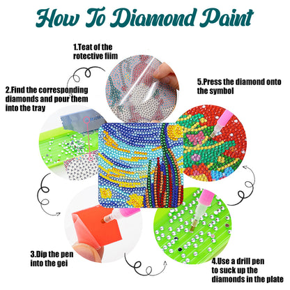 8Pcs Wooden Leaves 5D Diamond Painting Kits Diamond Art Coasters for Party Decor