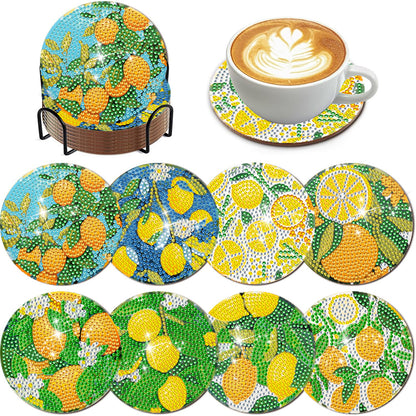 8Pcs Wooden Leaves 5D Diamond Painting Kits Diamond Art Coasters for Party Decor