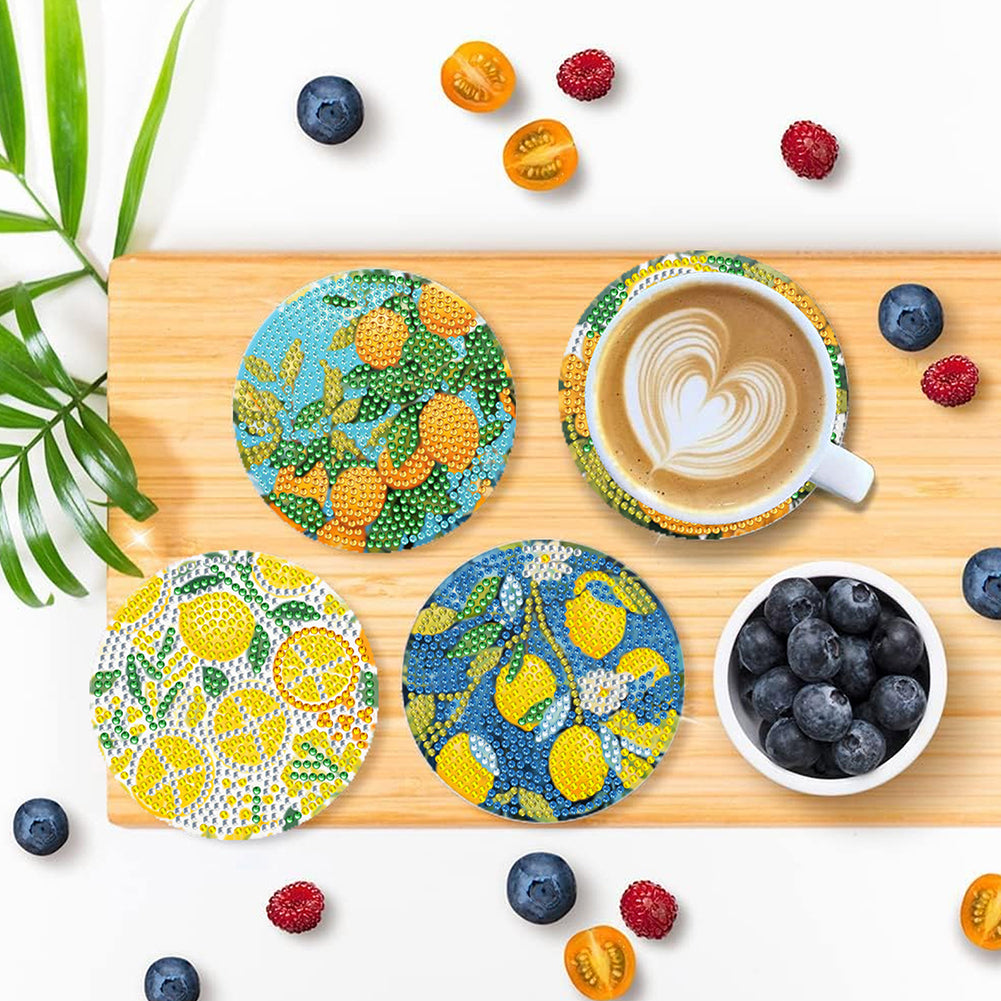 8Pcs Wooden Leaves 5D Diamond Painting Kits Diamond Art Coasters for Party Decor