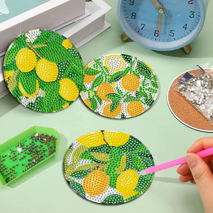 8Pcs Wooden Leaves 5D Diamond Painting Kits Diamond Art Coasters for Party Decor