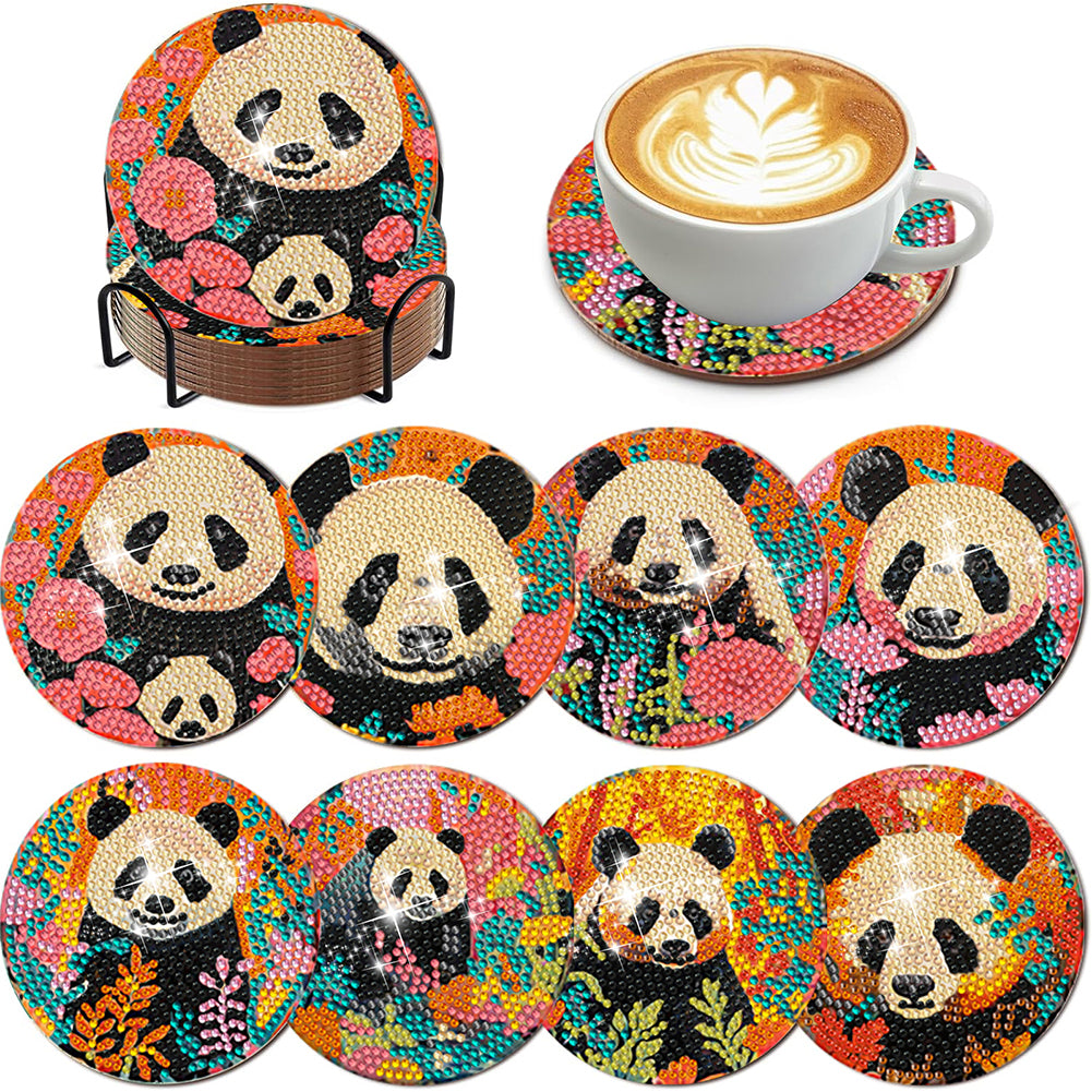 8Pcs Wooden Leaves 5D Diamond Painting Kits Diamond Art Coasters for Party Decor