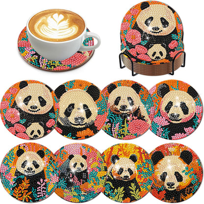 8Pcs Wooden Leaves 5D Diamond Painting Kits Diamond Art Coasters for Party Decor