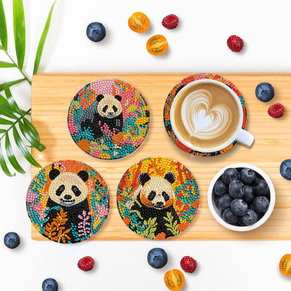 8Pcs Wooden Leaves 5D Diamond Painting Kits Diamond Art Coasters for Party Decor