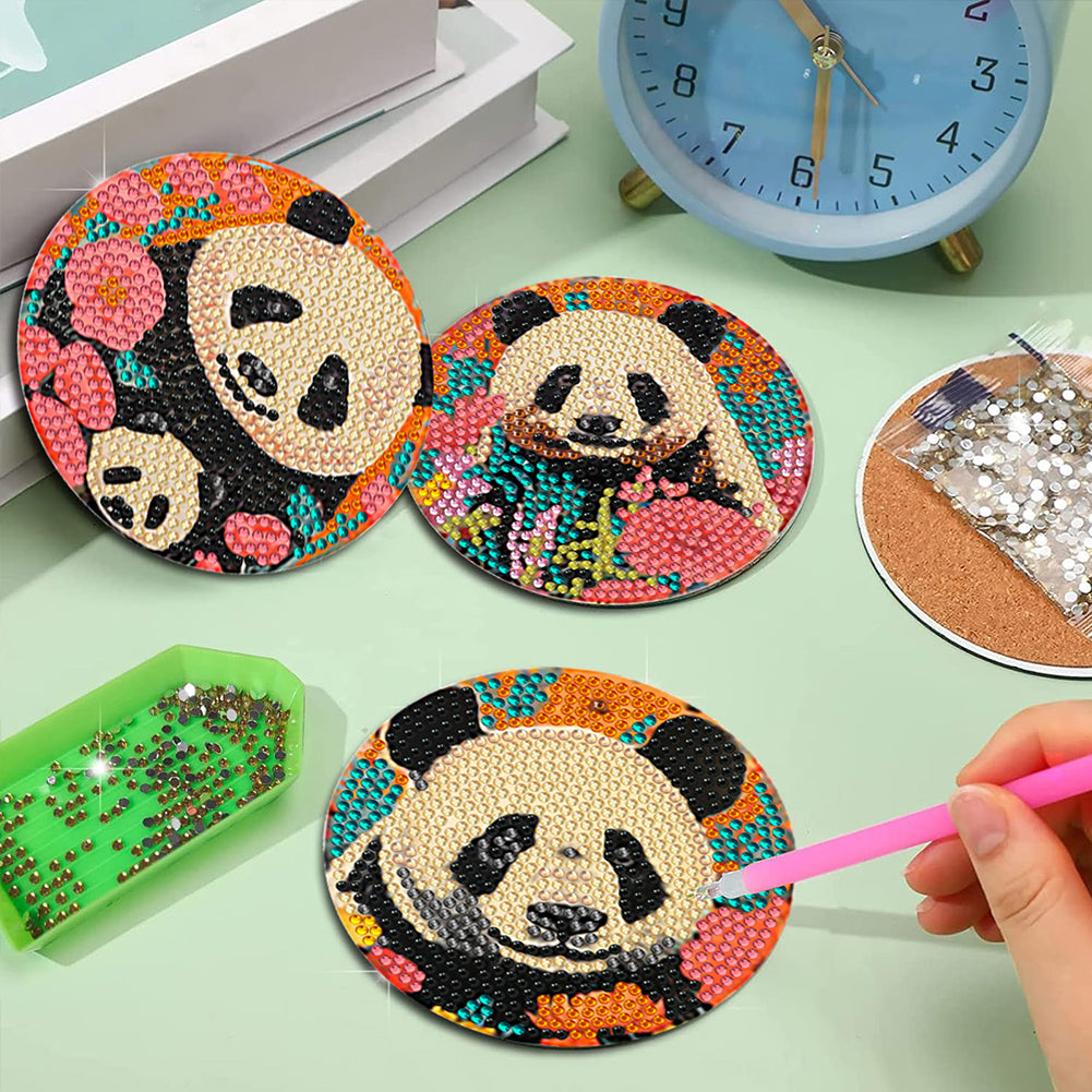 8Pcs Wooden Leaves 5D Diamond Painting Kits Diamond Art Coasters for Party Decor