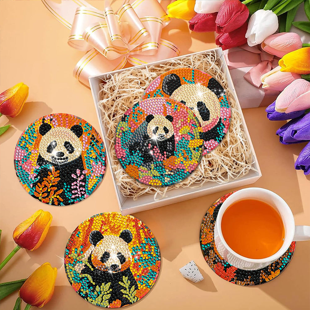 8Pcs Wooden Leaves 5D Diamond Painting Kits Diamond Art Coasters for Party Decor