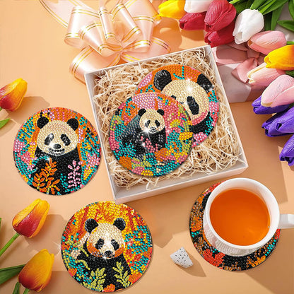 8Pcs Wooden Leaves 5D Diamond Painting Kits Diamond Art Coasters for Party Decor