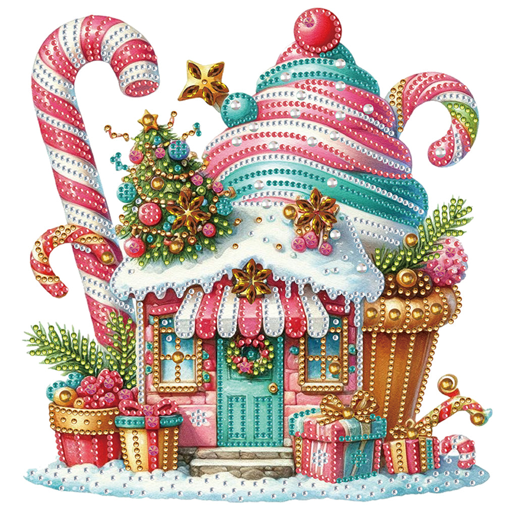 Diamond Painting - Partial Special Shaped - Christmas Ice Cream House (30*30CM)