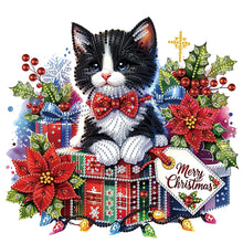 Load image into Gallery viewer, Diamond Painting - Partial Special Shaped - Christmas Cat (30*30CM)
