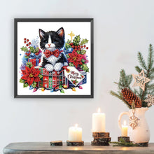 Load image into Gallery viewer, Diamond Painting - Partial Special Shaped - Christmas Cat (30*30CM)
