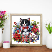 Load image into Gallery viewer, Diamond Painting - Partial Special Shaped - Christmas Cat (30*30CM)
