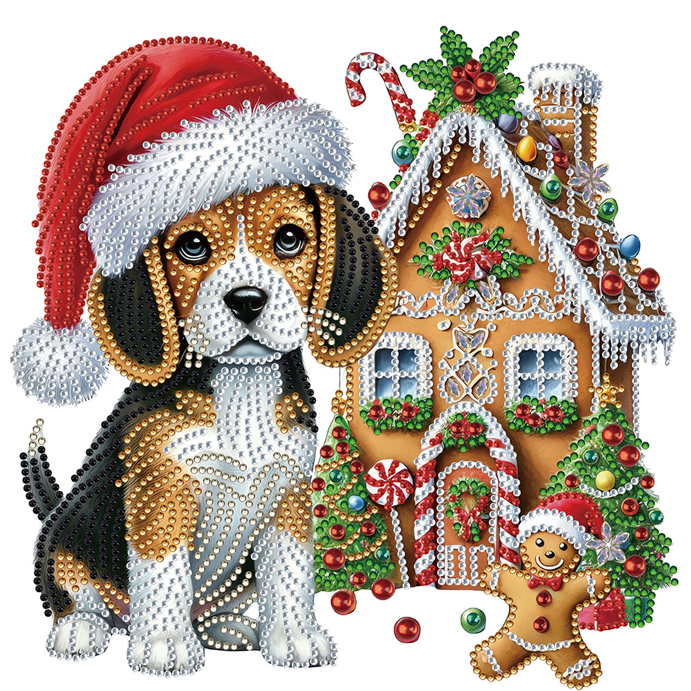 Diamond Painting - Partial Special Shaped - Christmas Dog (30*30CM)