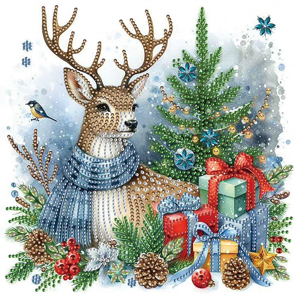 Diamond Painting - Partial Special Shaped - Christmas Elk (30*30CM)