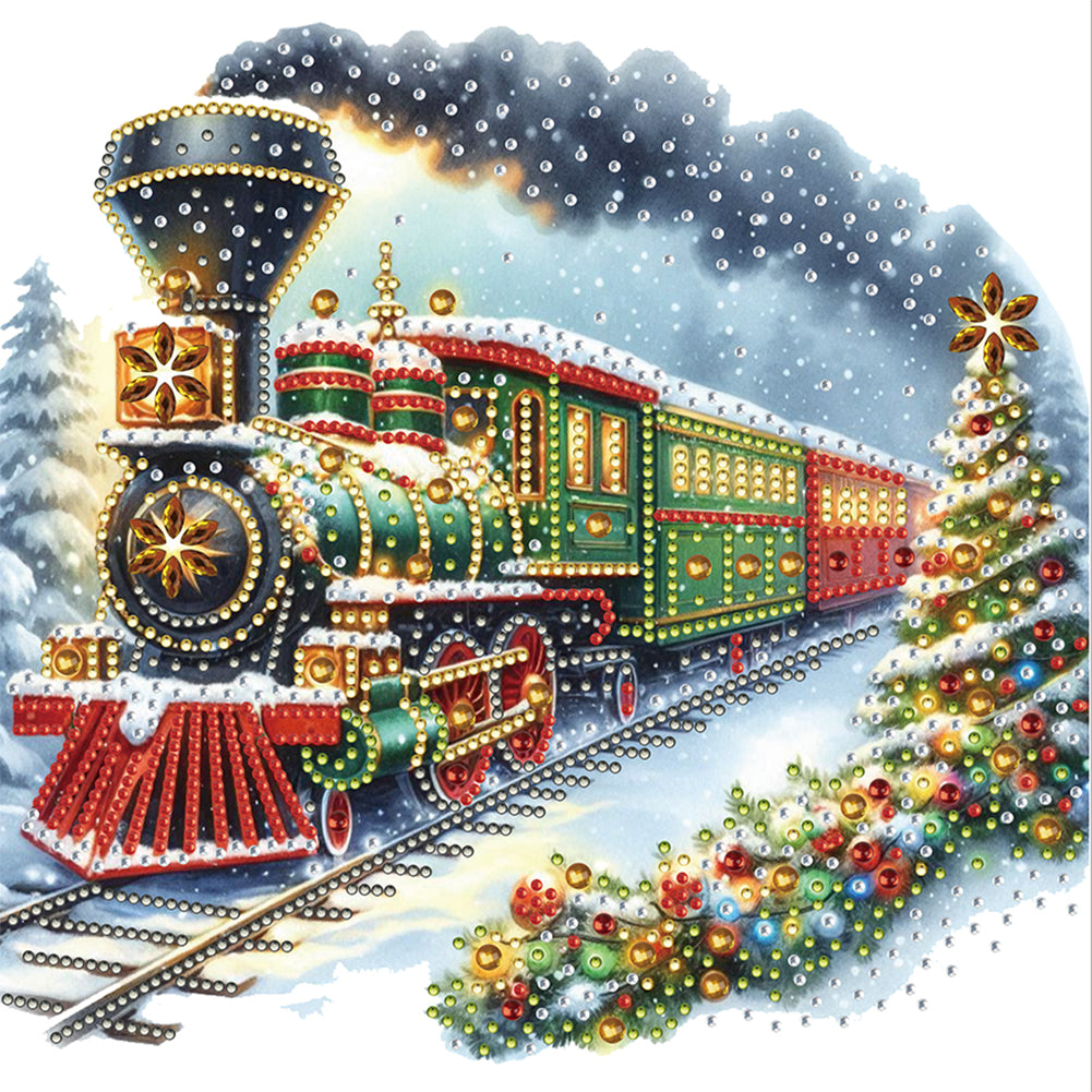 Diamond Painting - Partial Special Shaped - Christmas Train (30*30CM)