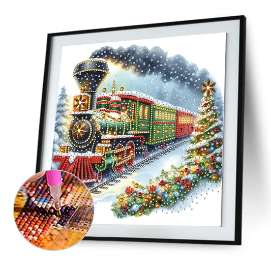 Diamond Painting - Partial Special Shaped - Christmas Train (30*30CM)