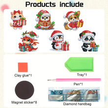 Load image into Gallery viewer, 6Pcs Acrylic Christmas Animals Diamond Art Magnets Decals for Fridge Whiteboards
