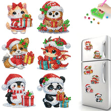 Load image into Gallery viewer, 6Pcs Acrylic Christmas Animals Diamond Art Magnets Decals for Fridge Whiteboards
