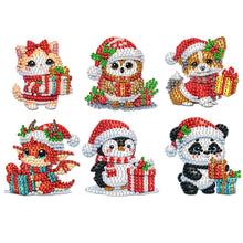 Load image into Gallery viewer, 6Pcs Acrylic Christmas Animals Diamond Art Magnets Decals for Fridge Whiteboards
