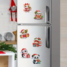 Load image into Gallery viewer, 6Pcs Acrylic Christmas Animals Diamond Art Magnets Decals for Fridge Whiteboards
