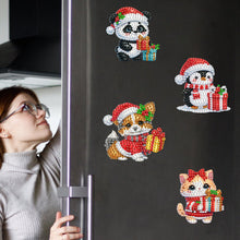 Load image into Gallery viewer, 6Pcs Acrylic Christmas Animals Diamond Art Magnets Decals for Fridge Whiteboards
