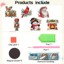 Load image into Gallery viewer, 6Pcs Acrylic Christmas Animals Diamond Art Magnets Decals for Fridge Whiteboards

