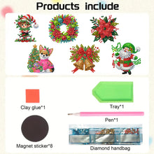 Load image into Gallery viewer, 6Pcs Acrylic Christmas Animals Diamond Art Magnets Decals for Fridge Whiteboards
