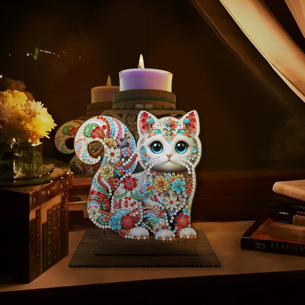 Animal Desktop 5D DIY Diamond Painting Art Candle Holder Unique Artistic Gift