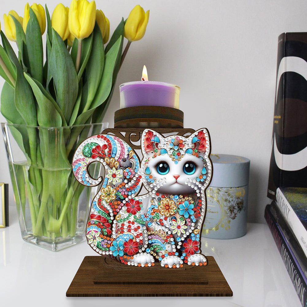 Animal Desktop 5D DIY Diamond Painting Art Candle Holder Unique Artistic Gift