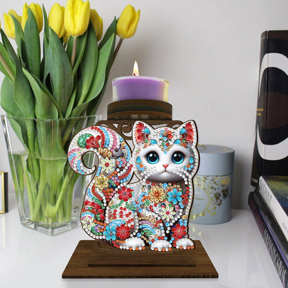 Animal Desktop 5D DIY Diamond Painting Art Candle Holder Unique Artistic Gift