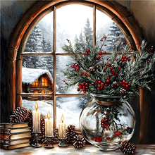 Load image into Gallery viewer, Diamond Painting - Full Round - Christmas Snow Scene Window Sill (40*40CM)
